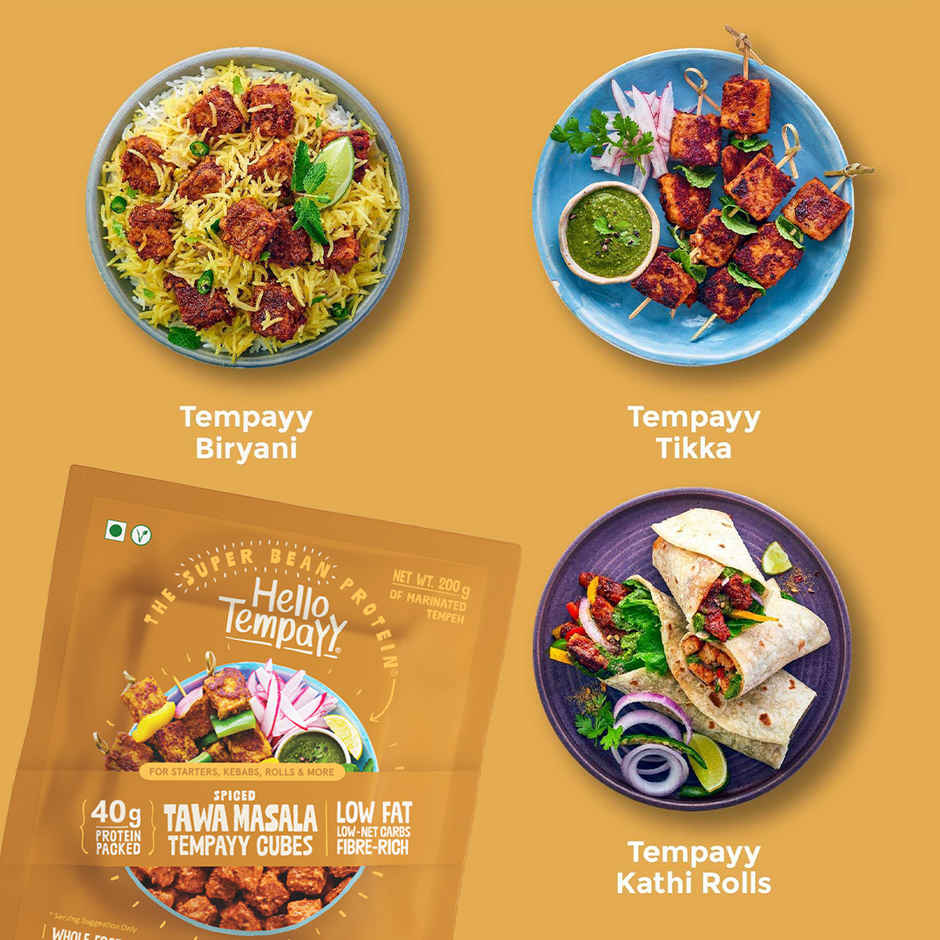 Hello Tempayy 40g Protein Masala Tempeh Cubes |Low Fat & High Fibre