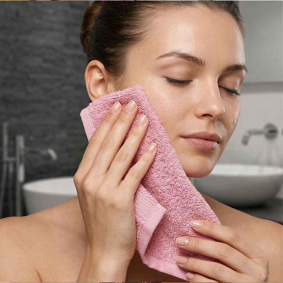 Mush Bamboo Face Towels 500 GSM Soft Absorbent Quick Dry 13x13 in Green Pink White