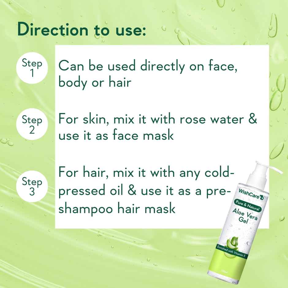 WishCare Pure & Natural Aloe Vera Gel for Skin, Face and Hair | For Hydrating and Moisturizing Skin