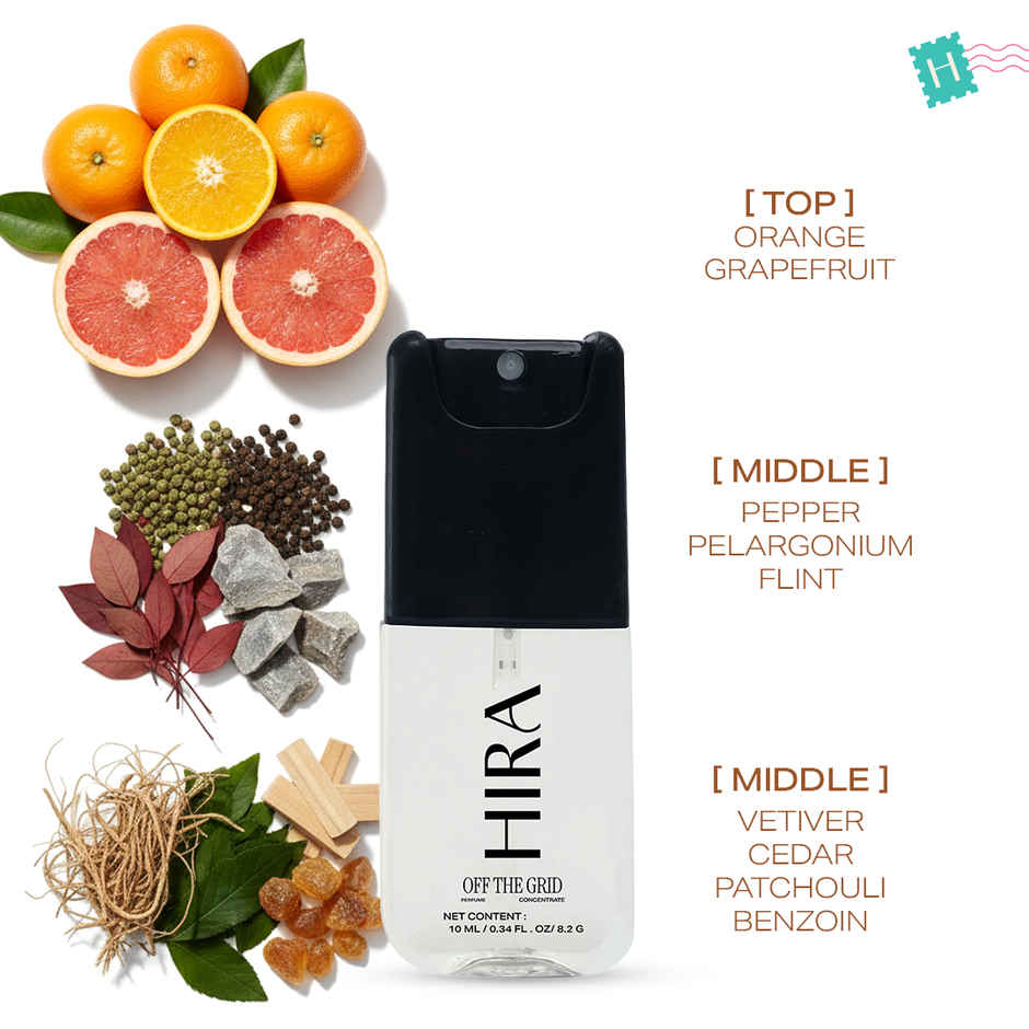 HIRA Off The Grid Long Lasting Eau De Perfume For Men | Earthy & Citrus Notes