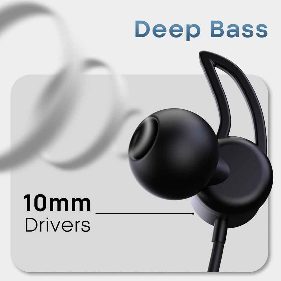 Leaf Rush X342 Neckband With Ai Sound App, 28H Playtime, Silicon Neckline, 10Mm Driver Carbon Black