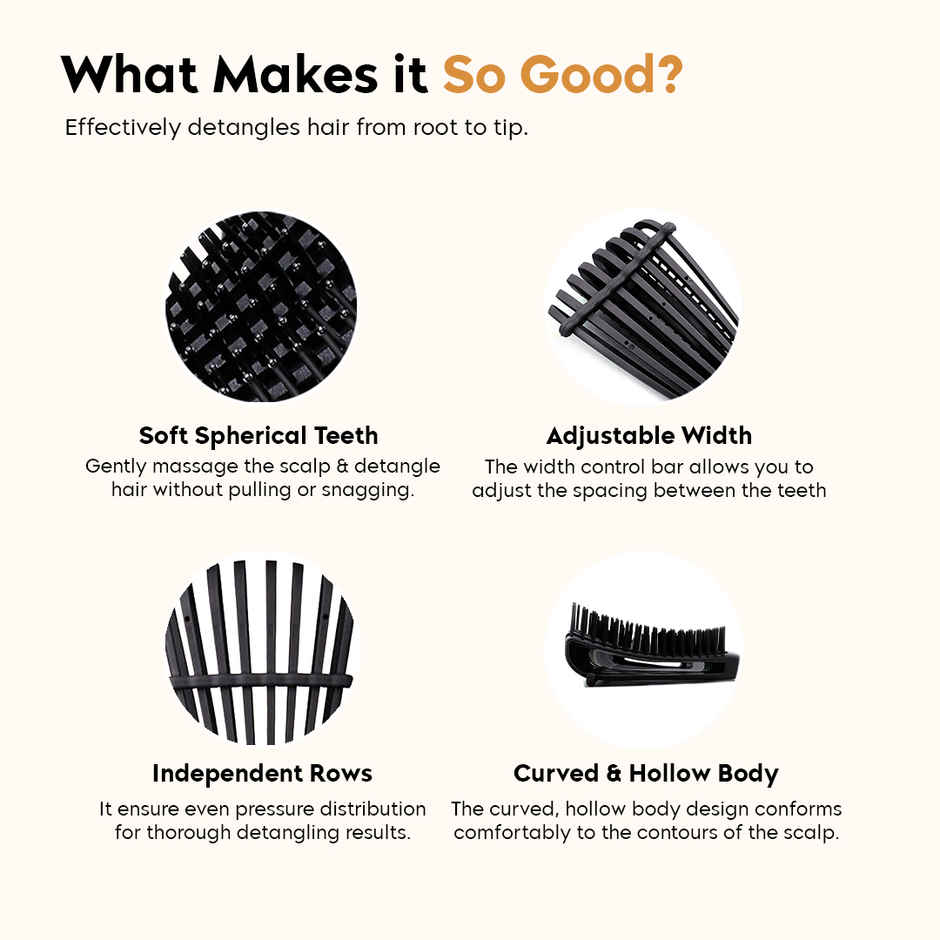 Gleva Detangler Hair Brush for Men & Women Wet Dry Straight Curly Hair Pain Free Scalp Massage