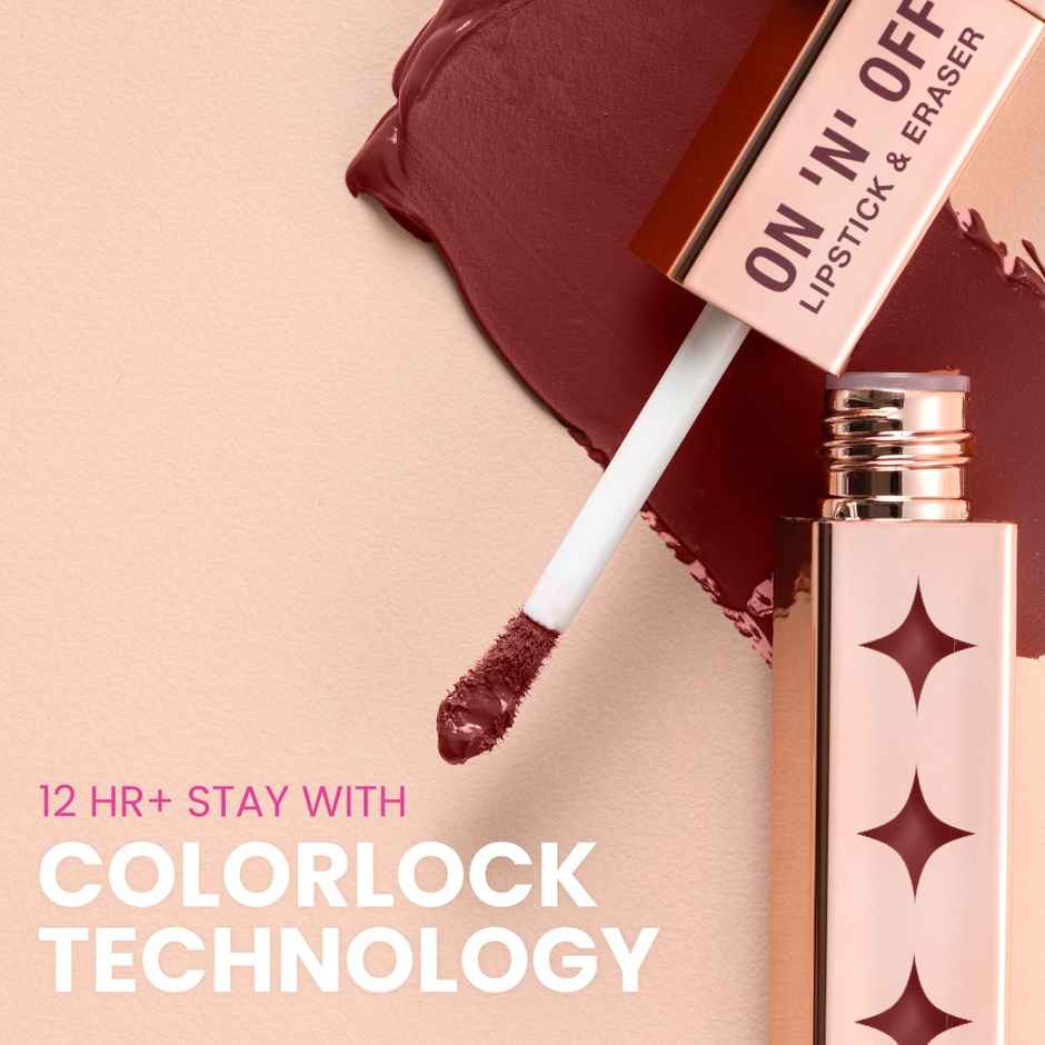 Typsy Beauty ON 'n' OFF Lipstick & Eraser 12 Hr Stay Creamy Matte Formula - Rum Pum pum