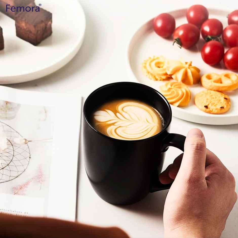 Femora Handcrafted Black Color Coffee Mug Gift Set 1 Pc 320 ml Black