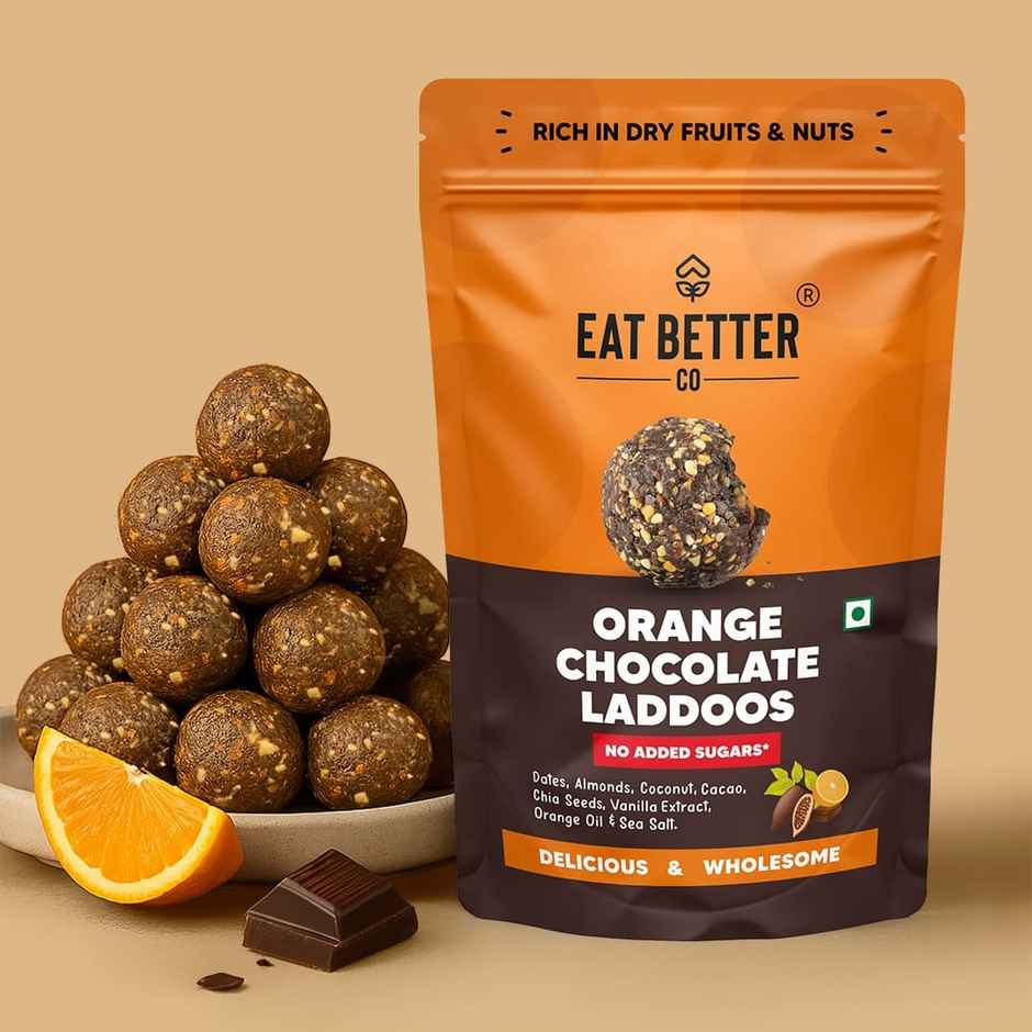 Eat Better Co Orange & Chocolate Laddoos | No Added Sugar | High Protein | 100% Natural