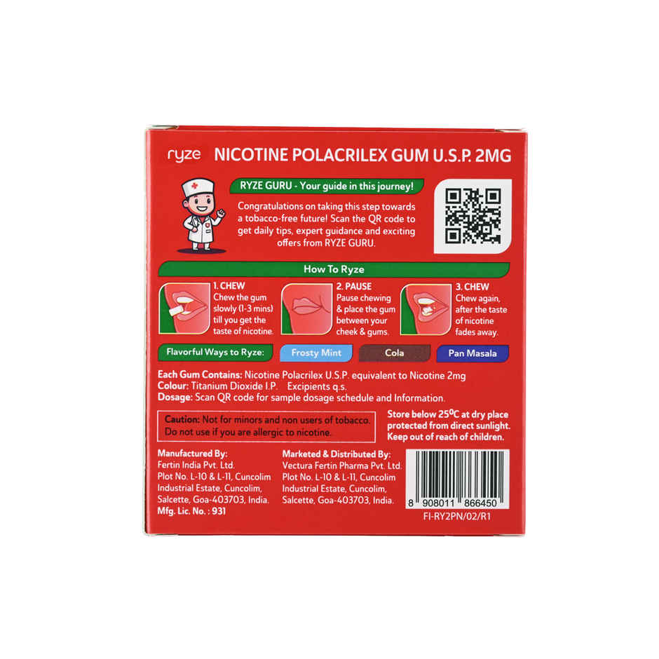 Ryze Royal Paan Nicotine Gums 2MG | 9 Gum Blister
