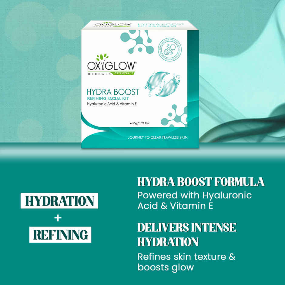 OxyGlow Herbals Hydra Boost Refining Facial Kit with Hyaluronic Acid & Vitamin E