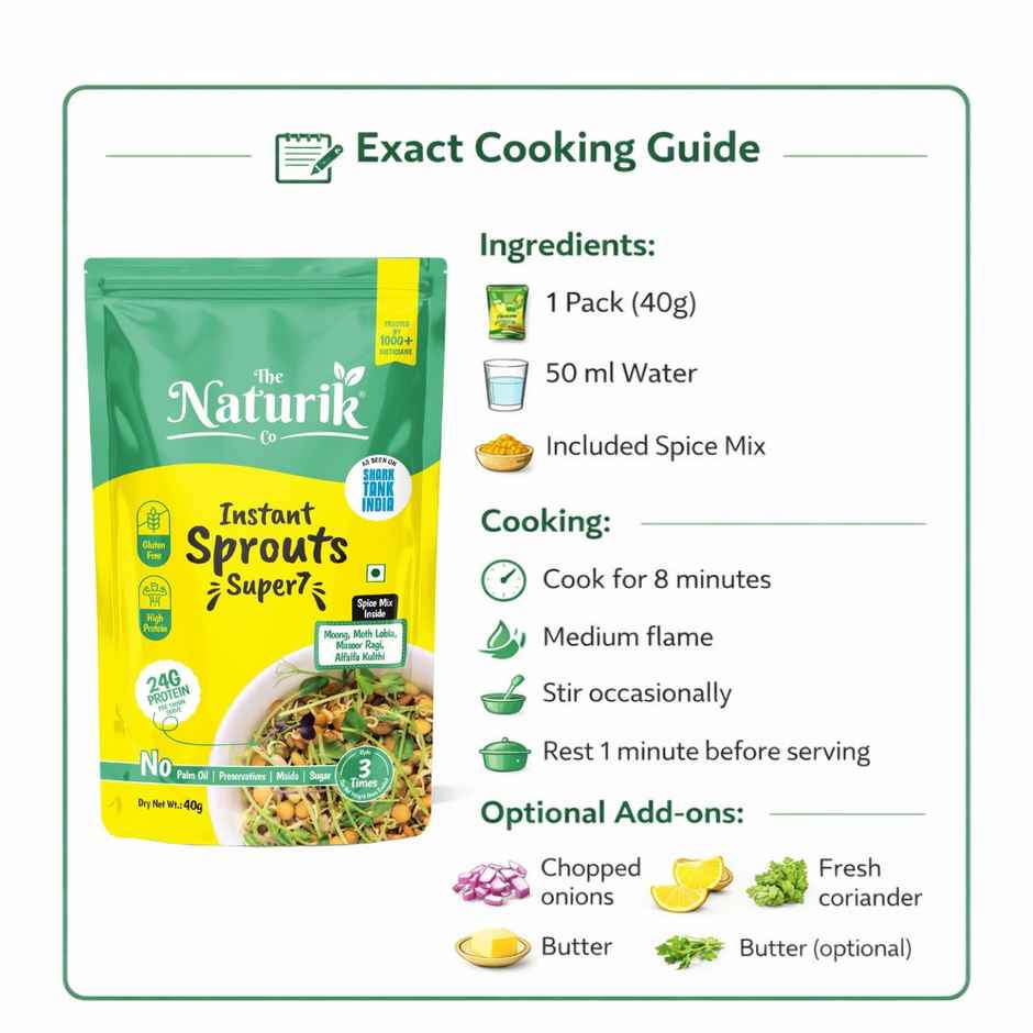 The Naturik Co High Protein Sprouts Mix Super 7 | Mixed Sprouts for Protein & Gut Health