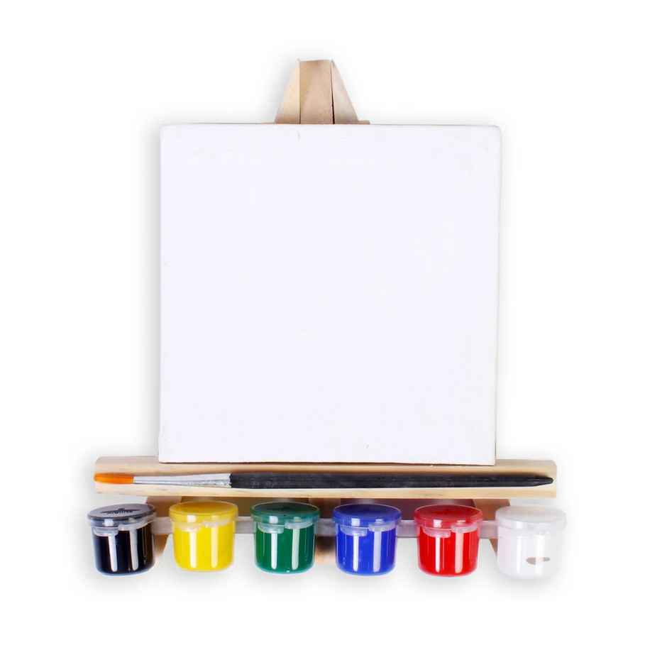 Itsy Bitsy Mini Display Easel With Canvas Art Paint & Brush Kit Sw Lb