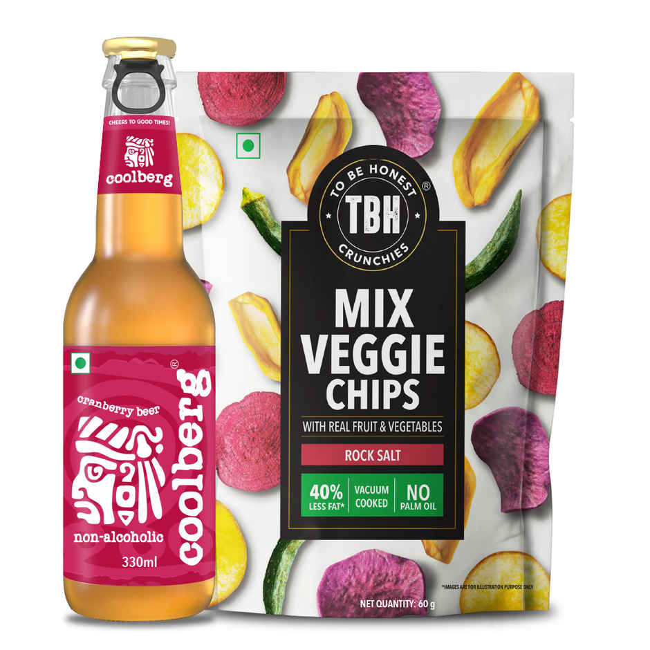 Mix Veggie Chips With Rock Salt (60g) & Coolberg Cranberry Non Alcoholic Beer (330ml) Combo