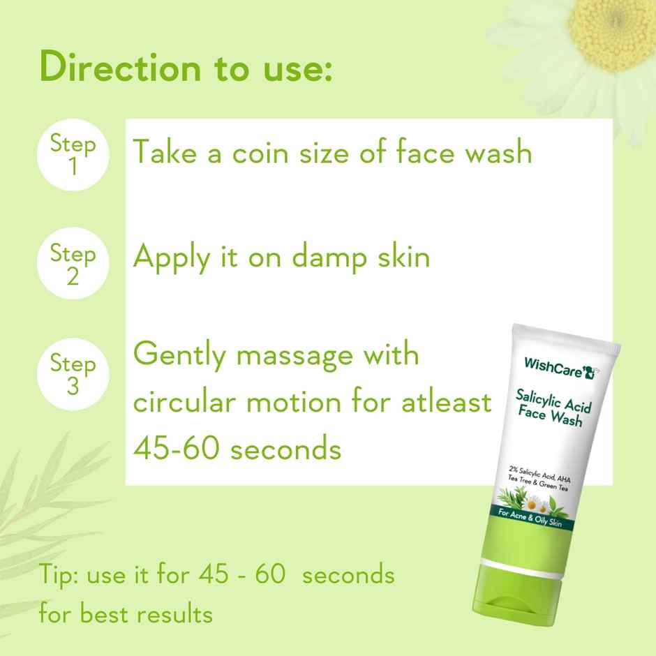 Wishcare 2% Salicylic Acid Face Wash With Aha, Greentea, Chamomile & Teatree