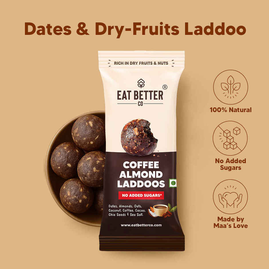 Eat Better Co Coffee & Almond Laddoos | No Added Sugar | High Protein, Truly Natural