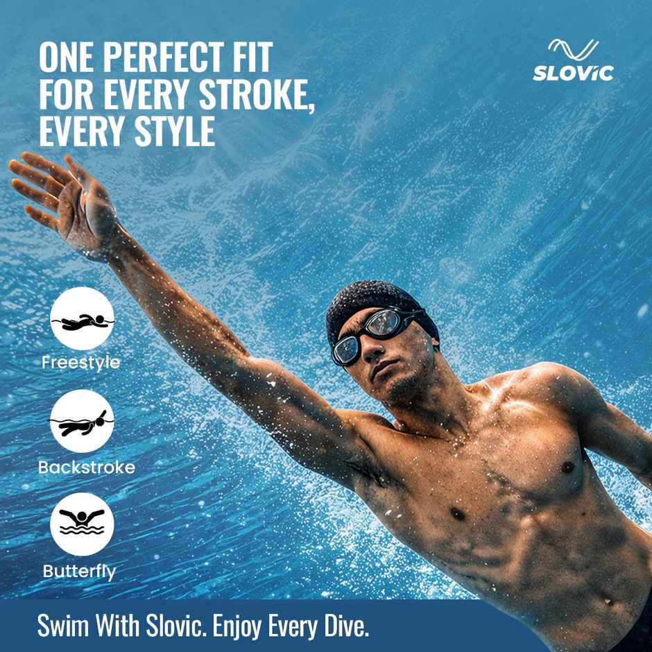 Slovic UV-Protected Unisex Swimming Goggles with Adjustable Straps - Wide Fit