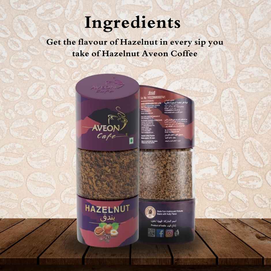 Aveon Hazelnut Medium Roast Organic Instant Coffee