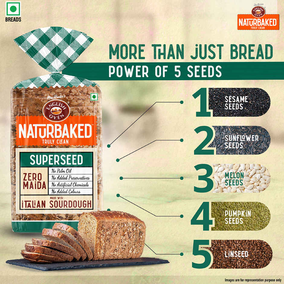 Naturbaked Zero Maida Superseed Bread| Multigrain Bread | No Added Preservatives | Clean Label
