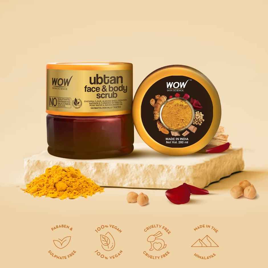 Wow Skin Science Ubtan Face & Body Pack With Chickpea Flour, Almond Shell Powder