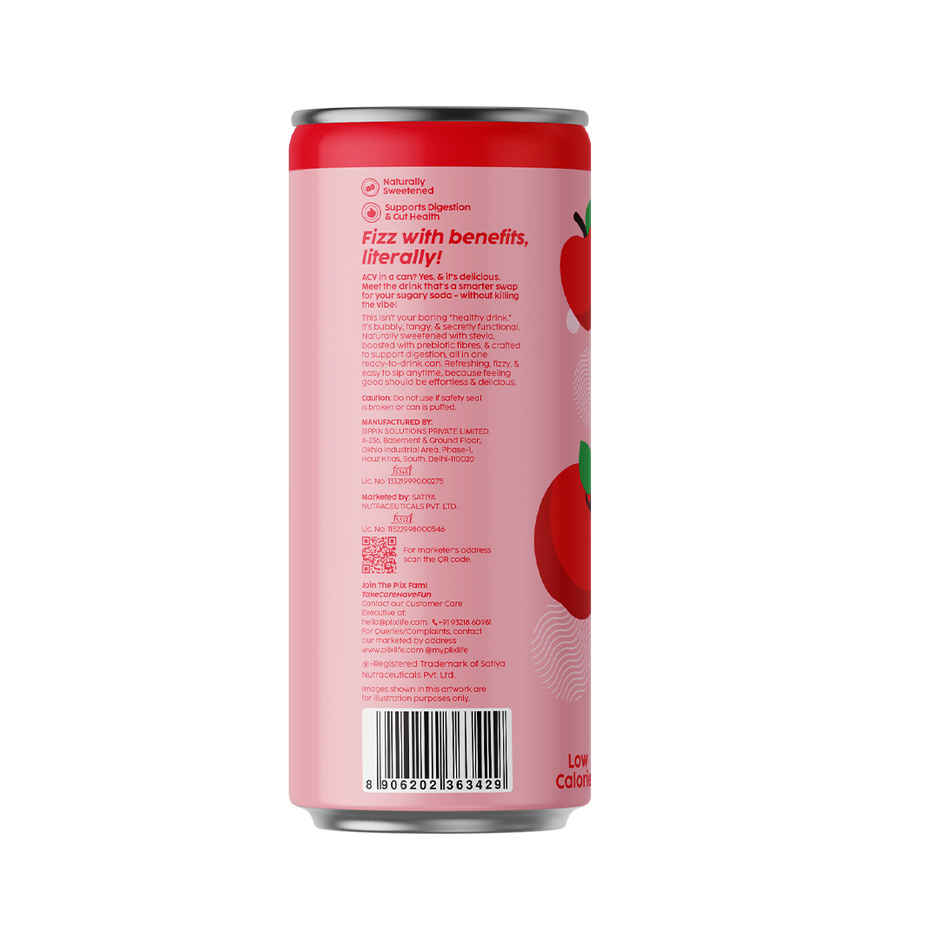 Plix Apple Aura Fizzy Soft Drink Can | Low Calorie & Zero Sugar | Prebiotics with 6g Fibre