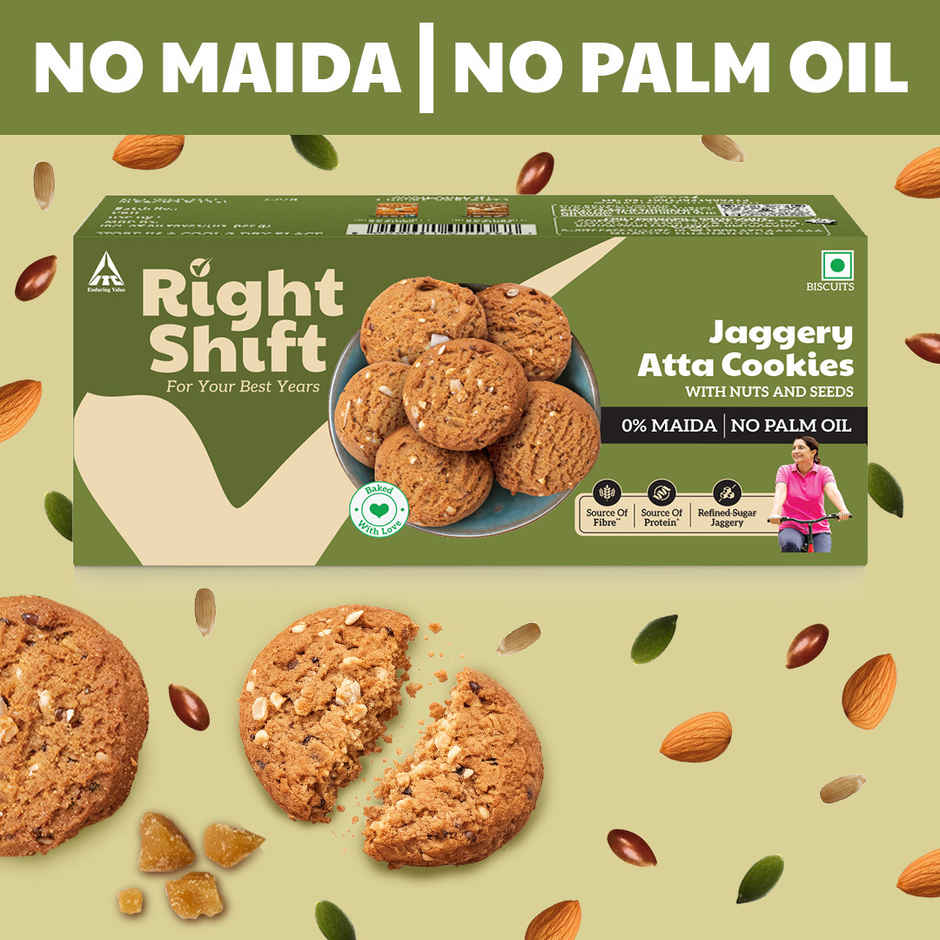 Right Shift Jaggery Atta Cookies | No Palm Oil, 0% Maida, Digestive Biscuits, Healthy Snack