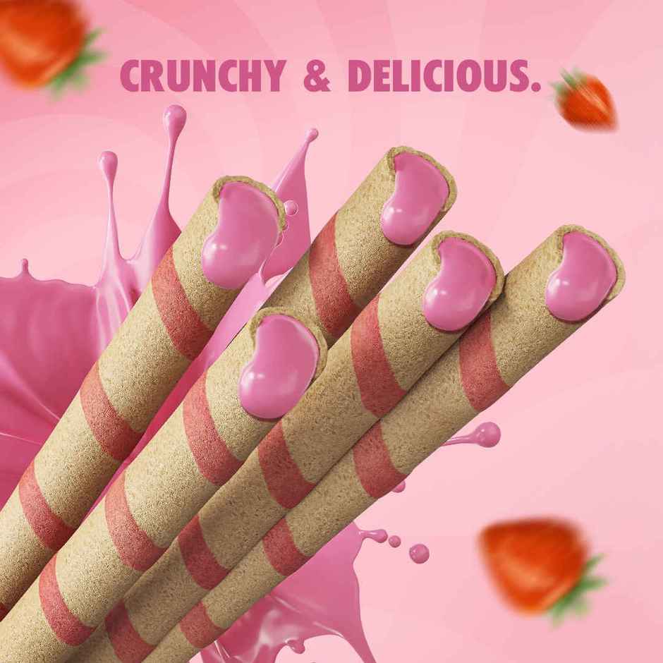 Maddox Happyfills Crunchy & Snacky Wafer Rolls | Strawberry Flavour
