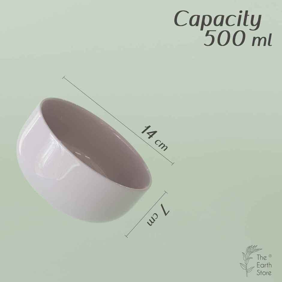The Earth Store Solid Lavender 2Pc Ceramic Bowl Gift Set, 500 ml Each Microwave Safe, Snack Serving