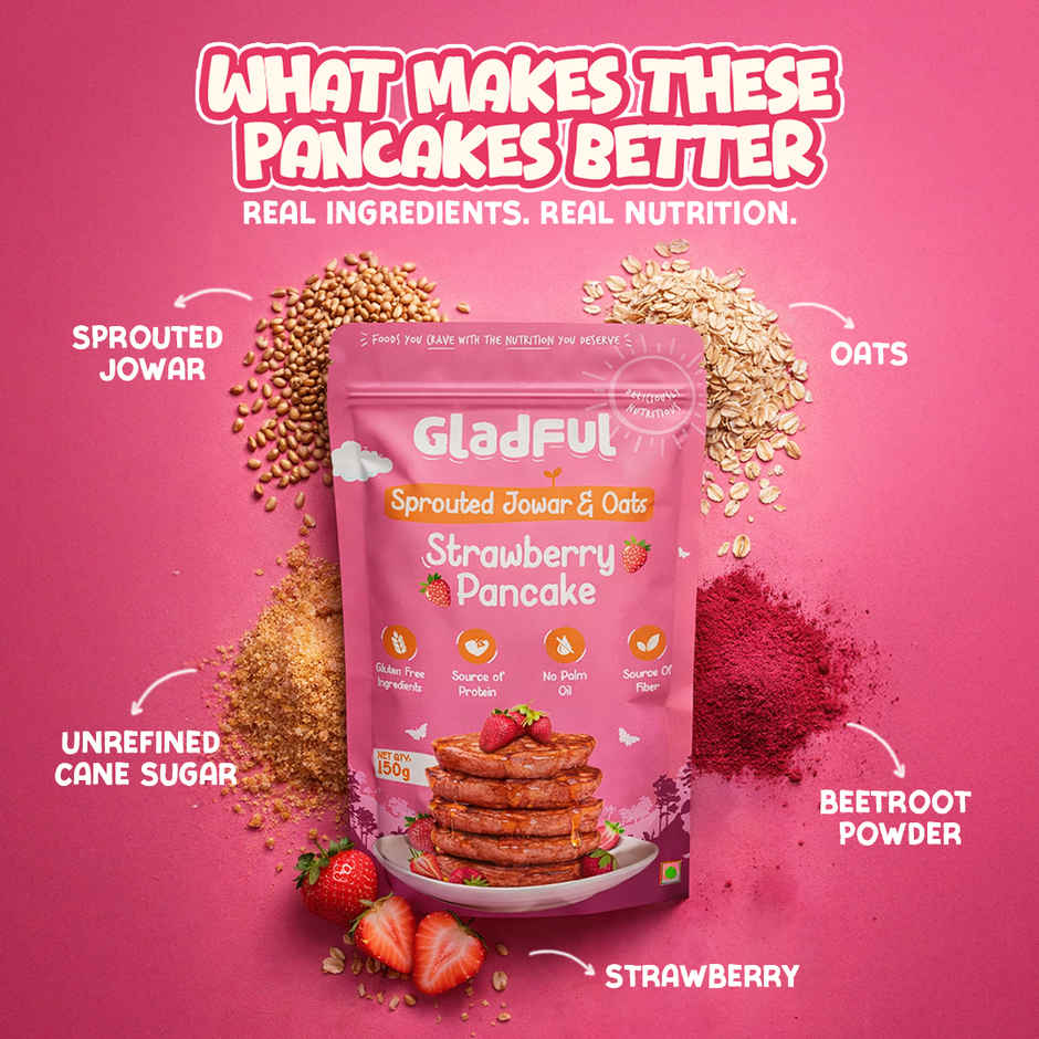 Gladful Strawberry Pancake Jowar and Oats Mix