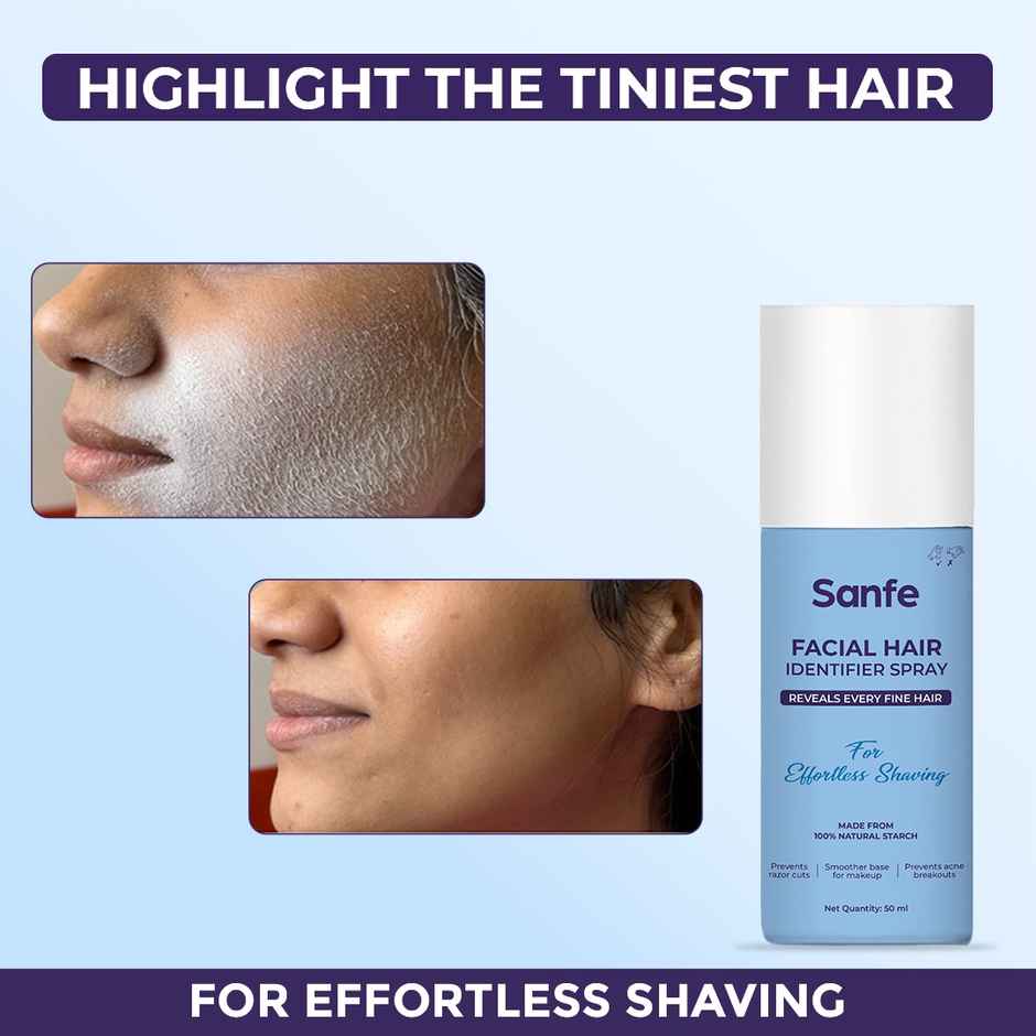 Sanfe Facial Hair Identifier Spray | For Shaving Dermaplaning For Women Prevents Razor Cuts