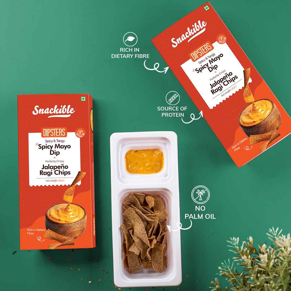 Snackible Jalapeno Ragi Chips | with Spicy Mayo Dip | High Fibre