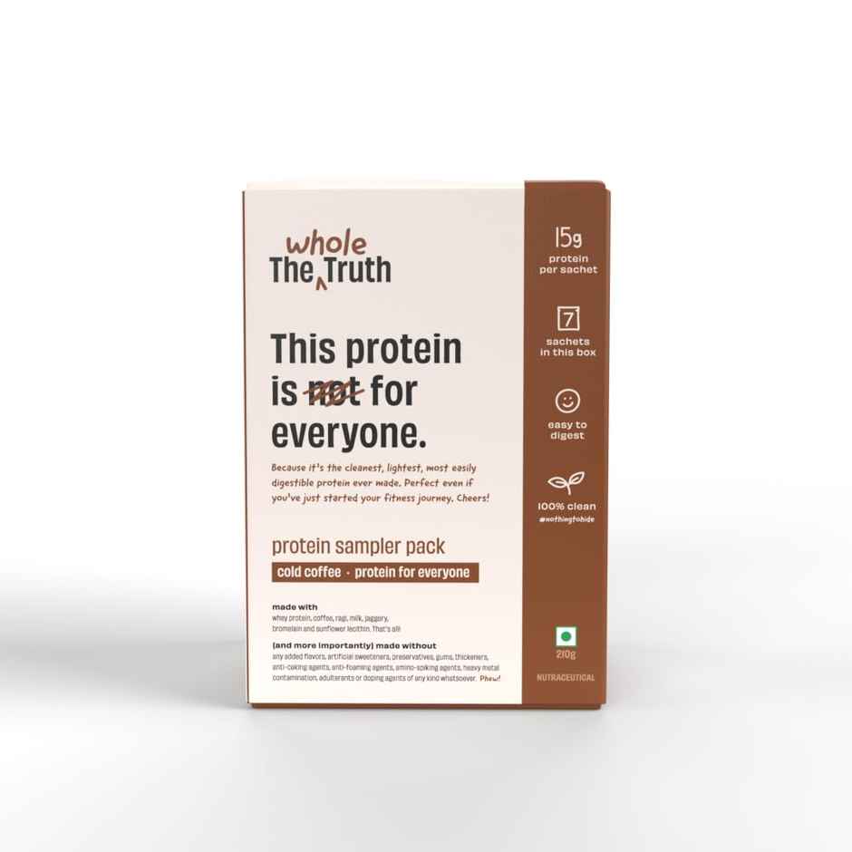 The Whole Truth Protein Powder Sampler Pack, Cold Coffee 15g Protein Per 7 Sachets Easy to Digest