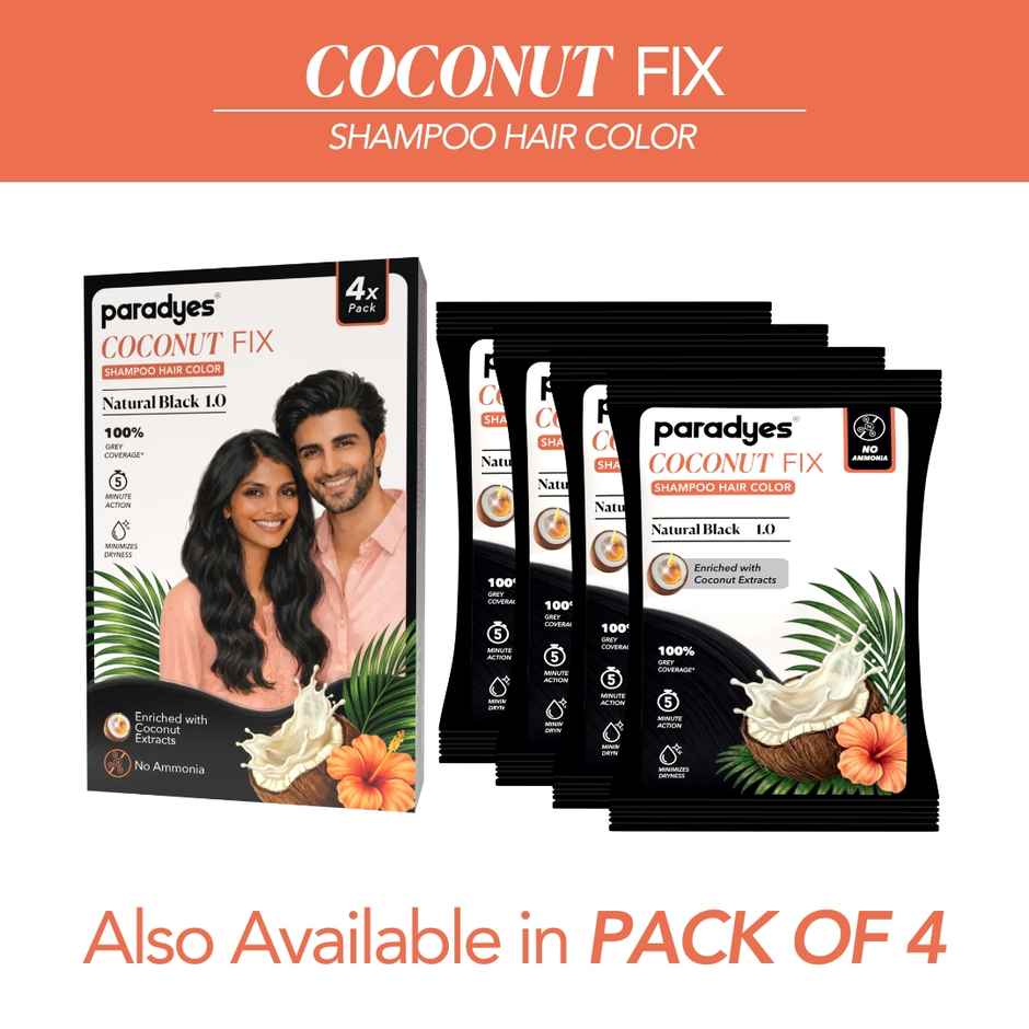 Paradyes Coconut Fix Shampoo No Ammonia Hair Color | Natural Black 1.0