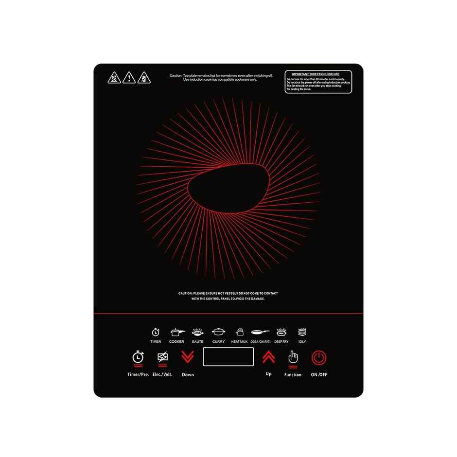 Pigeon By Stovekraft 14429 Acer Plus 1800 Watt Induction Cooktop with Feather Touch Control, Induction Stove comes with 8 Preset Menus and Auto-Shut Off features - Black