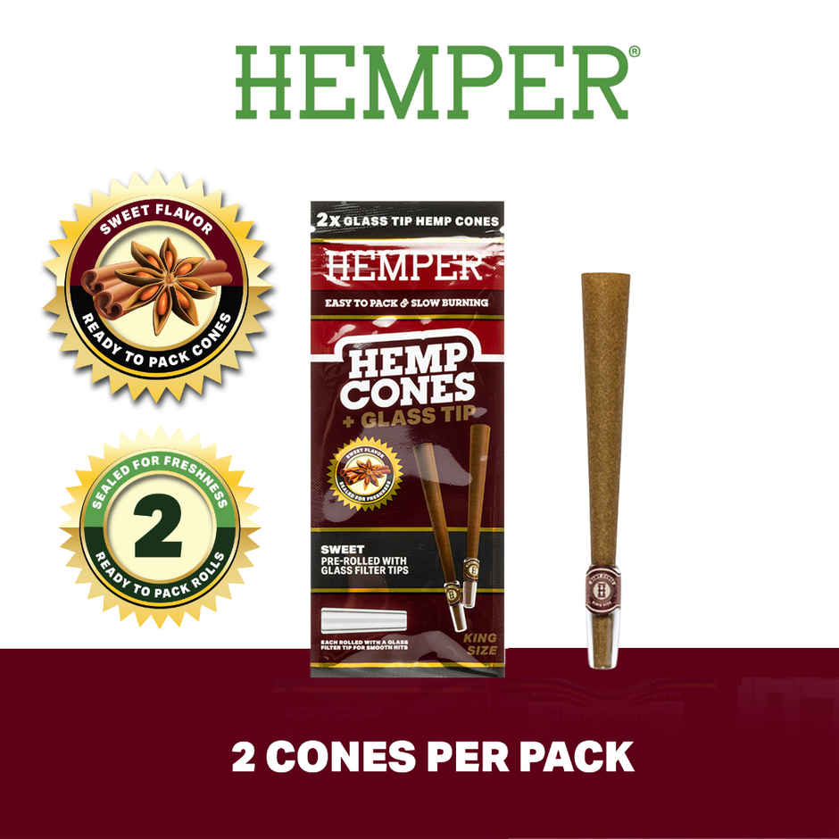 Hemper Sweet Flavoured Hemp Pre-Rolled Cones | Reusable Glass Tips