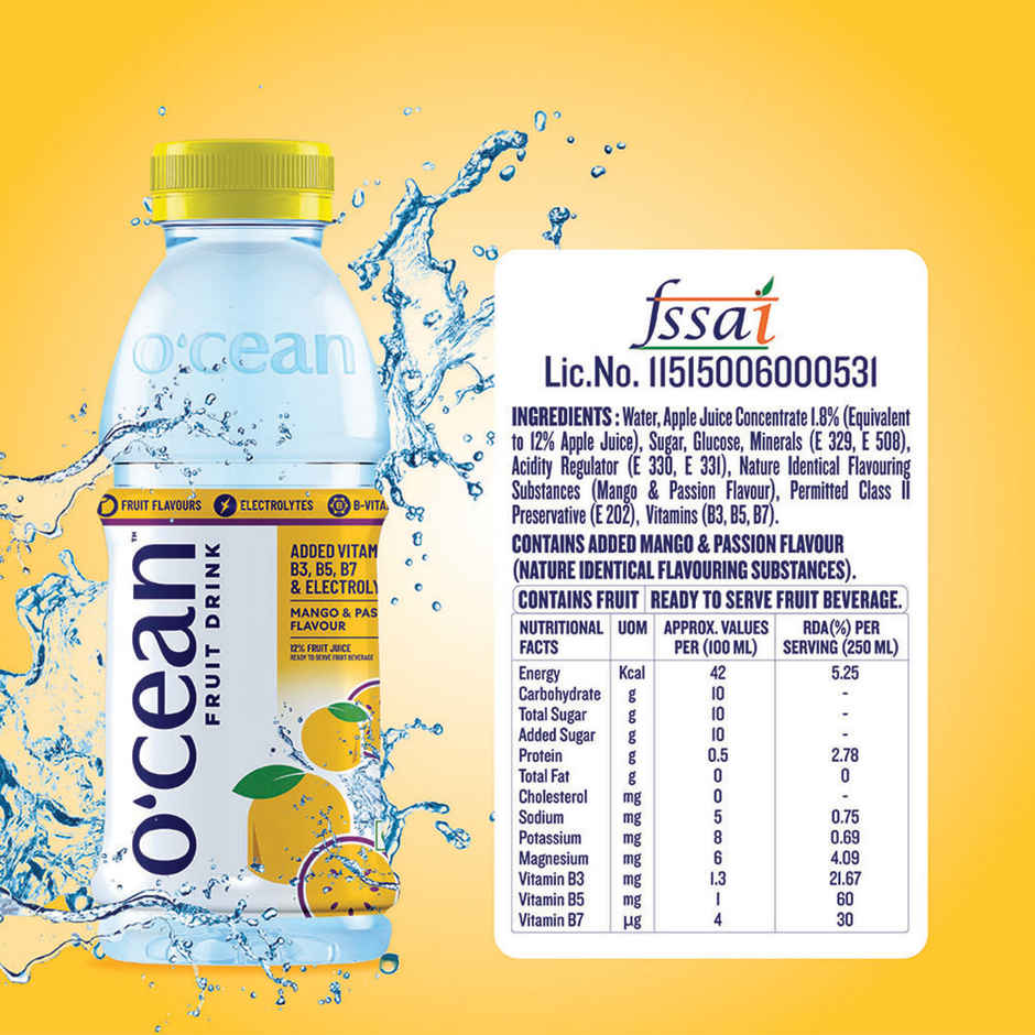 O'cean Fruit Water Mango & Passion Vitamin & Electrolyte Hydration