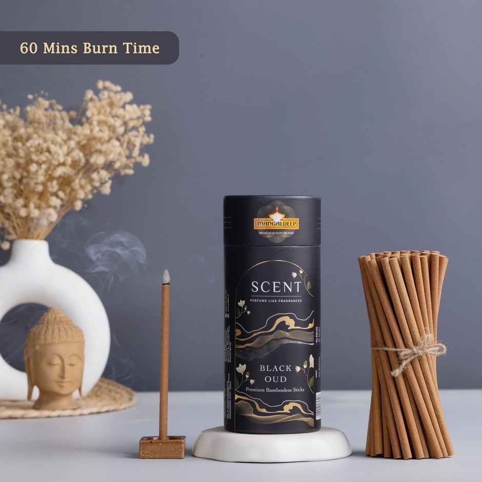 Scent Premium Bambooless Dhoop Sticks | Black Oudh Fragrance | Mangaldeep