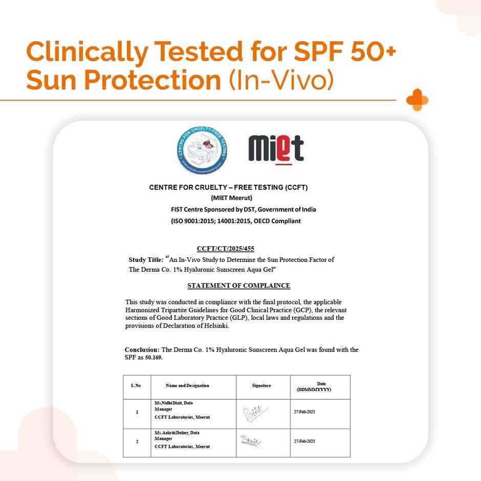The Derma Co 1% Hyaluronic Sunscreen Aqua Ultra Light Gel With SPF 50 PA++++ For Broad Spectrum UVA UVB & Blue Light Protection Combo