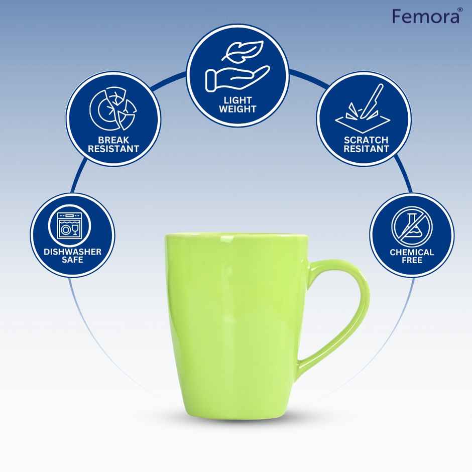Femora Ceramic Coffee Mug | Green - 360 ml