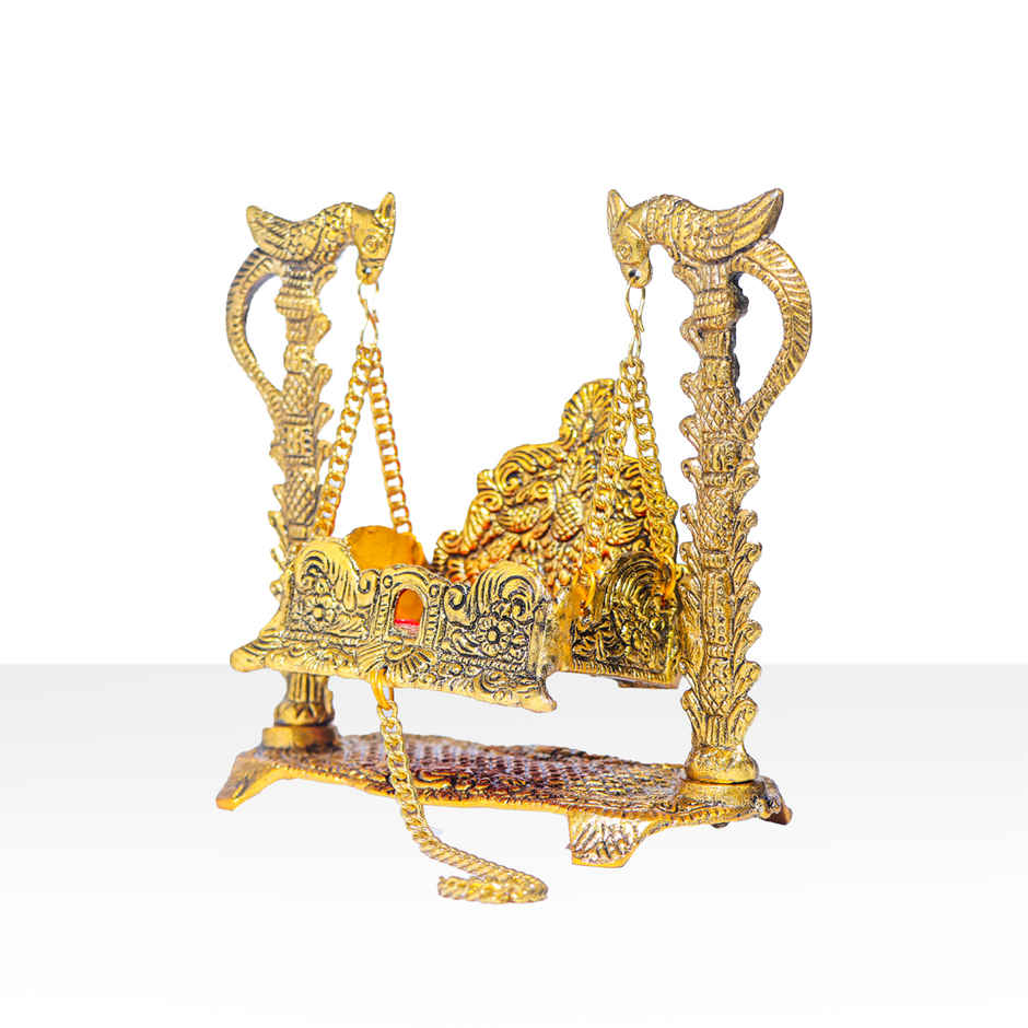 Palna Jhula Parrot Figurines | Gold Polish | Devnidhi