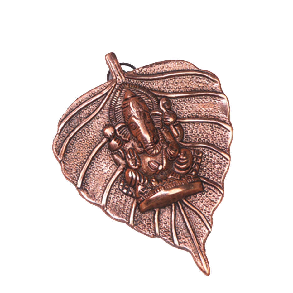 Ganesh Ji on Copper Colour Leaf Wall Hanging | Devnidhi