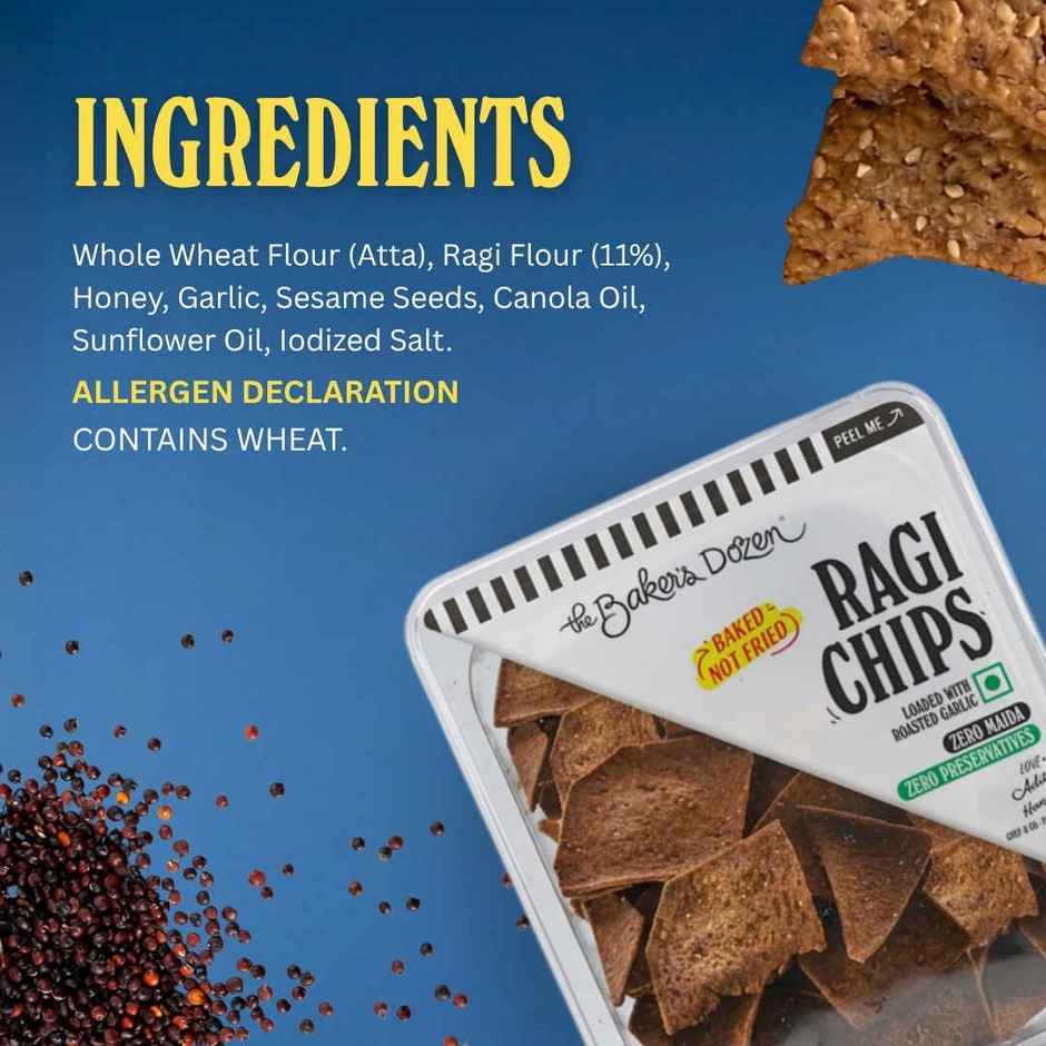 The Baker's Dozen Ragi Chips Zero Maida | High Protein | Baked | Healthy Snacks | Millet Snacks