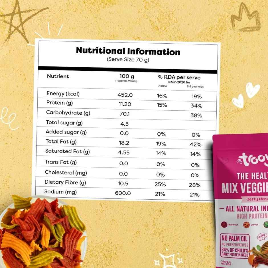 Troovy Healthy High Protein Mix Veggie Chips | No Palm Oil, No Chemicals