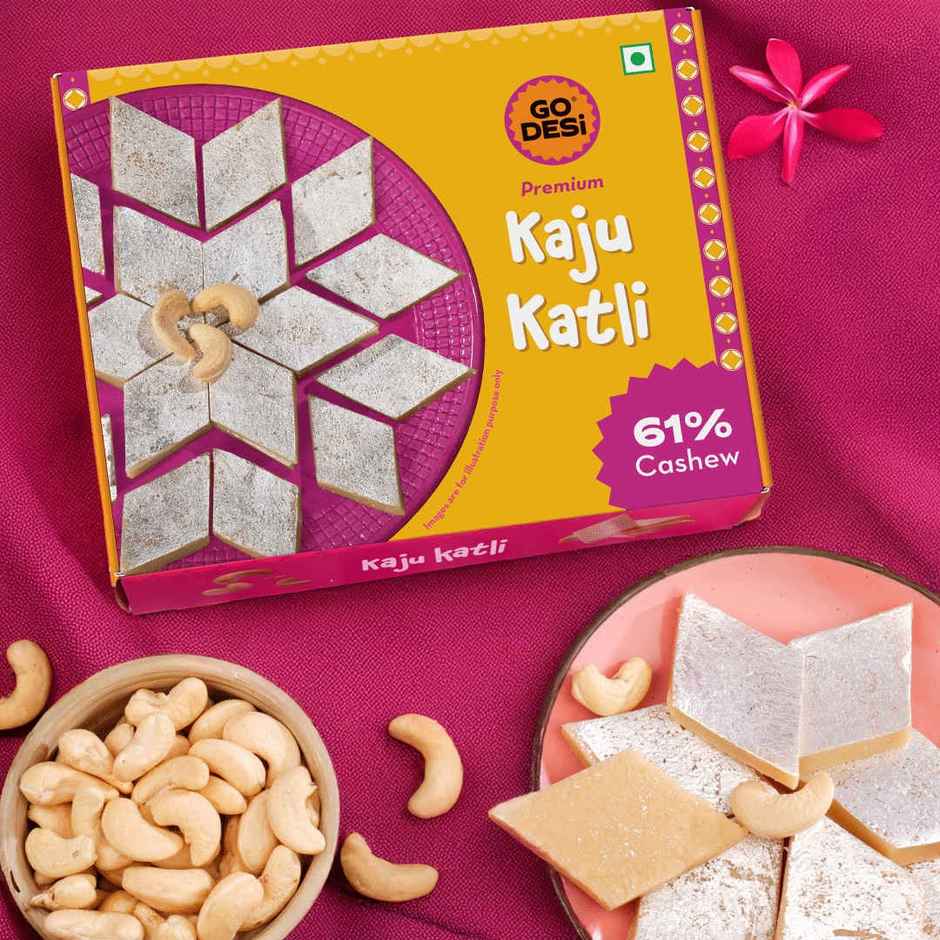 GO DESi Premium Kaju Katli | 61% Cahews | More Cashew, Less Sugar