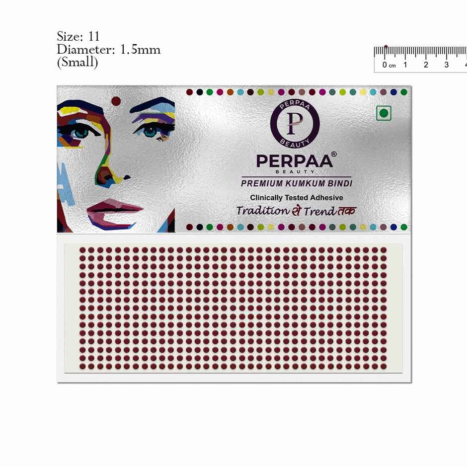 PERPAA Bindi Dark Maroon | 1 Flap | Size 11 Diameter 1.5 mm | Round Kumkum Bindi for women
