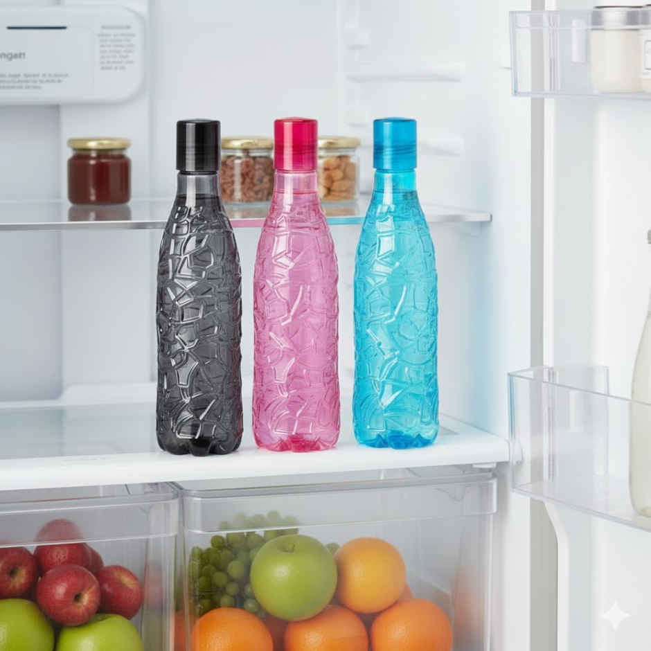 ReeQ Textured Fridge Water Bottle Set | BPA Free, Leakproof | Multicolor | 1 L