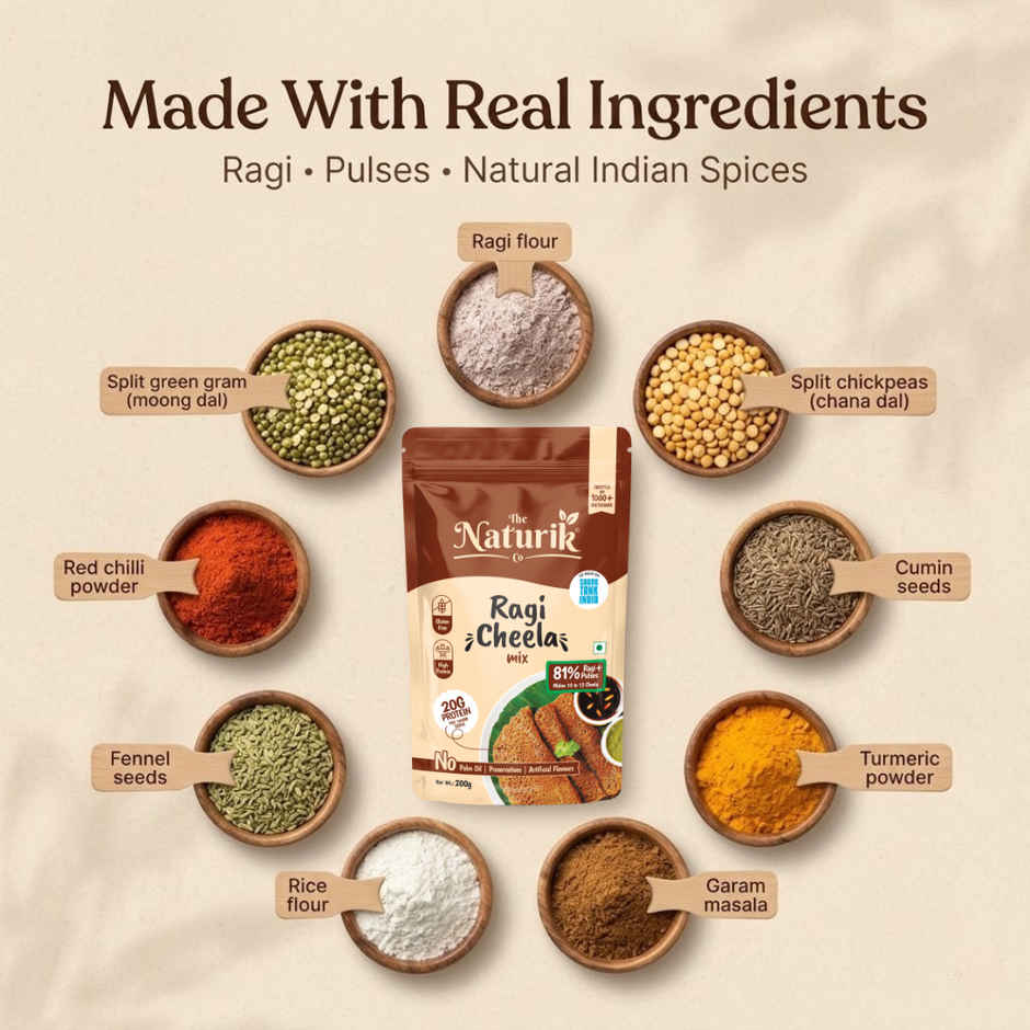 The Naturik Co Ragi High Protein Chilla Mix | Calcium Rich | Healthy Diet Breakfast