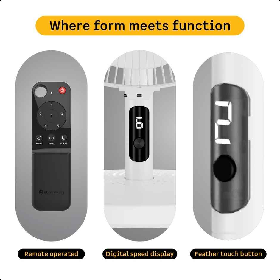 Atomberg Renesa BLDC Table Fan, 400mm, Remote Control, LED Display, 6 Speeds, Snow White