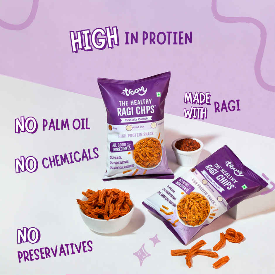 Troovy Healthy High Protein Ragi Chips | No Palm Oil, No Chemicals