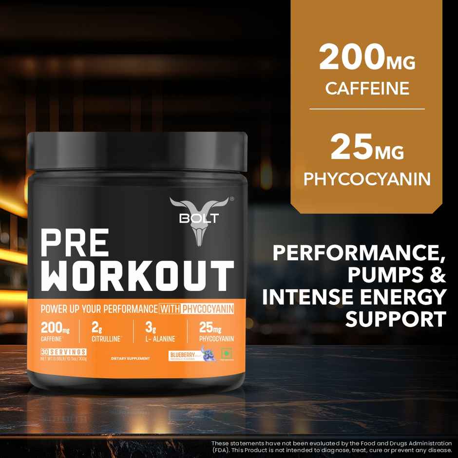 Bolt Nutrition Pre Workout Supplement | 30 Servings | Blue Berry Blast