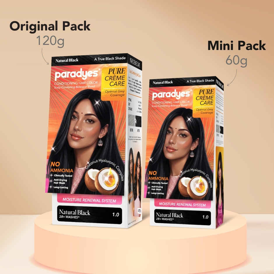Paradyes Pure Creme Care No Ammonia Hair Color | Natural Black 1.0