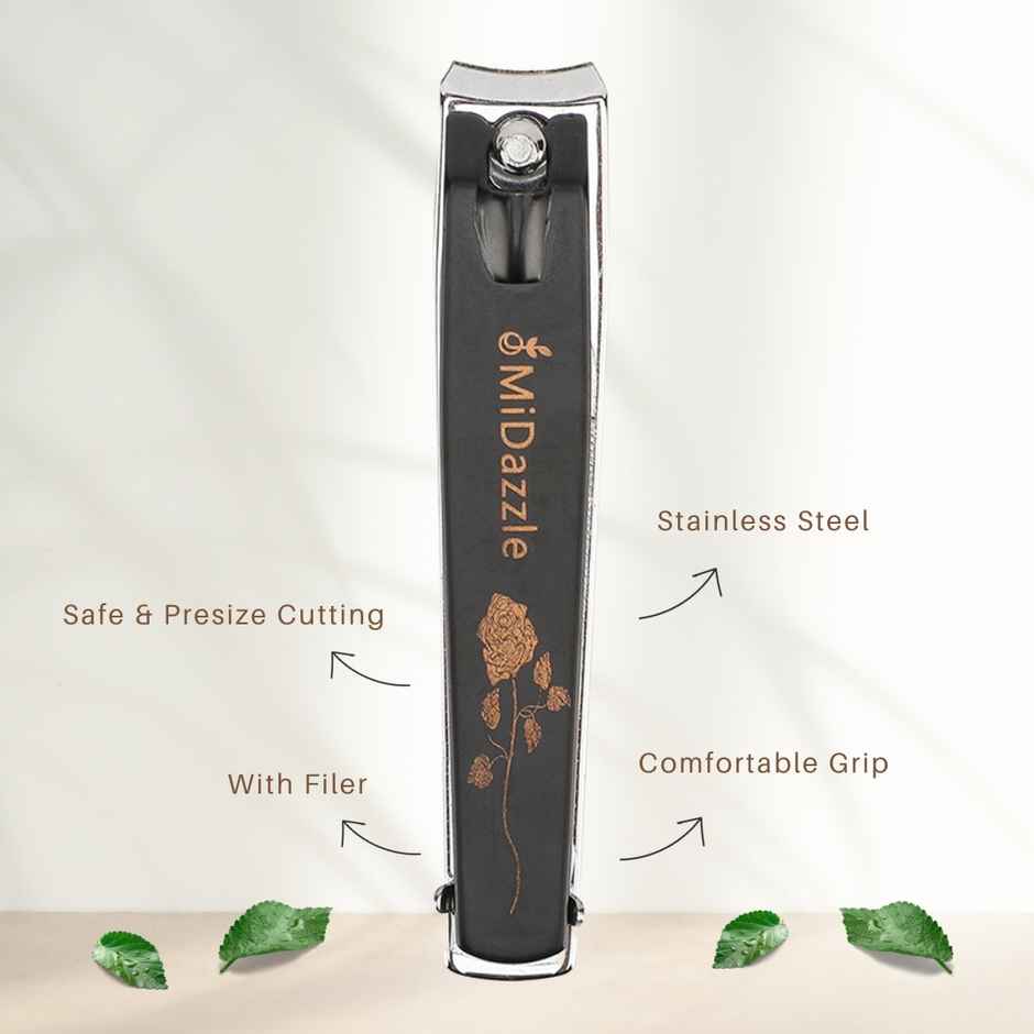 Midazzle Large Nail Clipper/Cutter Flexible Handle | Blister Black | MINA3701