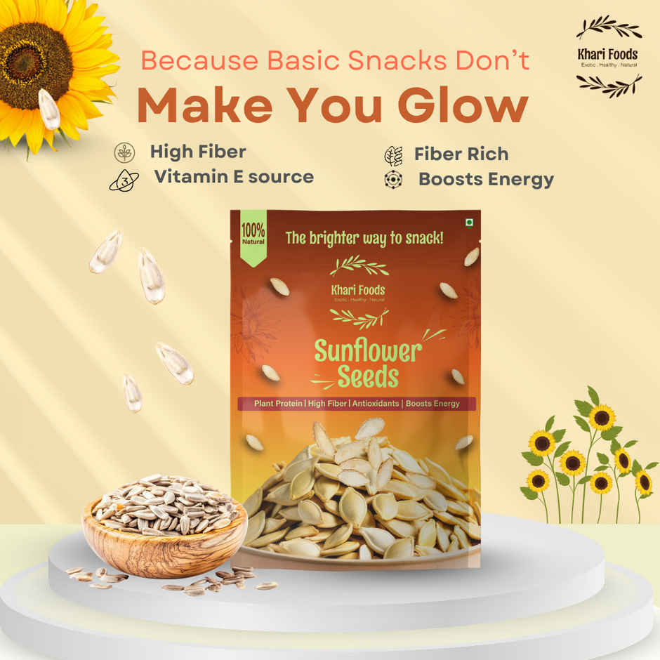 Khari Foods Premium Sunflower Seeds | Fibre Rich | Seeds for Eating