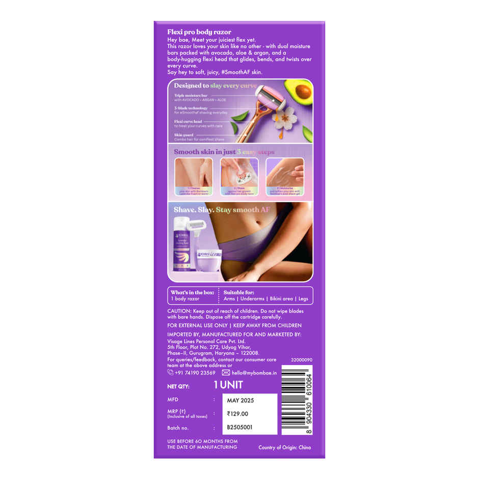 Bombae Flexi Pro Avosmooth Disposable Women's Razor | Violet